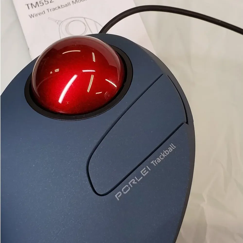 PORLEI TM552 Wired Trackball Mouse Large Hands, Ergonomic Design Reduces Wrist